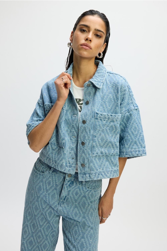 WOVEN SHORTSLEEVE BLOUSE SUSSY R2503979679 204 BLUE DENIM